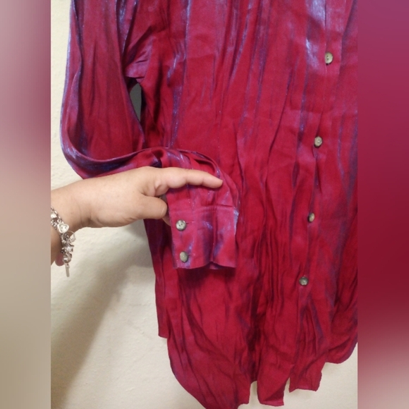 Karen Scott Red Button Down Shirt - Picture 5 of 7